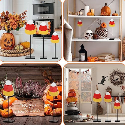 3 Pcs Halloween Wood Candy Corn Table Decor Centerpieces, 3 Size - style: Candy Corn