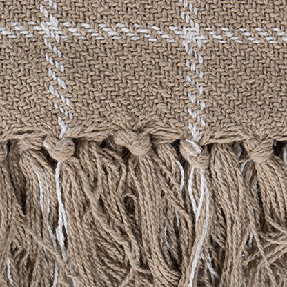 DII Transitional Checked Plaid Woven Throw, 50x60, Stone - color: Stone, size: 50x60"