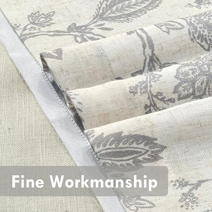 DriftAway Freda Jacobean Floral Linen Blend Blackout Thermal Insulated Energy Saving Privacy Window Linen Curtain Valance Rod Pocket 2 Layers Single 52 Inch by 18 Inch Plus 2 Inch Header Gray Beige - color: Grey, size: 52"W x 18"L (Pack of 1)