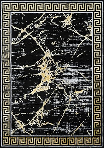 GLORY RUGS Area Rugs Marble 5X7 Black Gold Carpet Modern Abstract Rug Living Room Dining Bedroom Rug - color: Black, size: 5' x 7' (Rectangular)