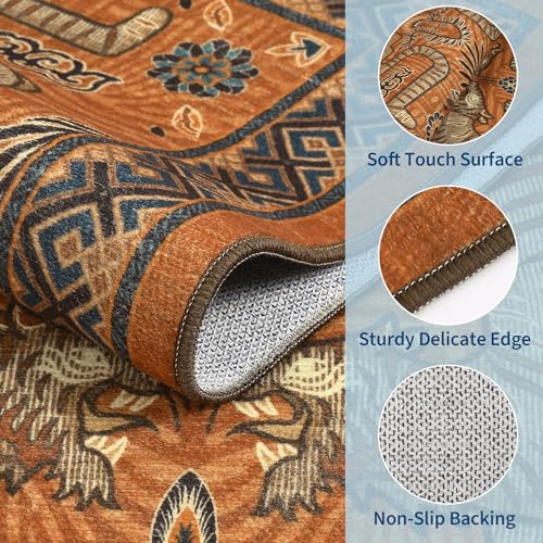 GarveeHome Tiger Print 2.5'x8' Washable Non Slip Runner Boho Hallway Rugs - color: Terracotta, size: 2'6" x 8' (Rectangular)