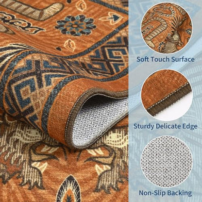 GarveeHome Tiger Print 2.5'x8' Washable Non Slip Runner Boho Hallway Rugs - color: Terracotta, size: 2'6" x 8' (Rectangular)