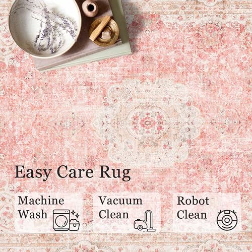 Washable Runner Rug 2'x6',Long Boho Pink Rug Runners for Hallways - color: Pink, size: 2'x6'