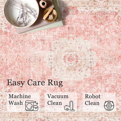 Washable Runner Rug 2'x6',Long Boho Pink Rug Runners for Hallways - color: Pink, size: 2'x6'