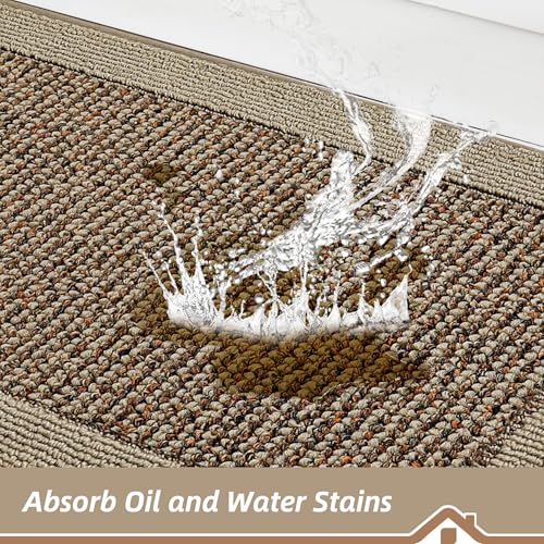 BEQHAUSE Kitchen Runner Rug 24"x96", Non Slip Kitchen Mat Washable, Taupe - color: Taupe, size: 24" X 96" (Rectangular)