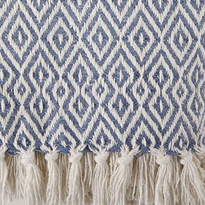 DII Rustic Farmhouse Double Diamond Woven Throw, 50x60, Stonewash Blue - color: Stonewash Blue, size: 50x60"