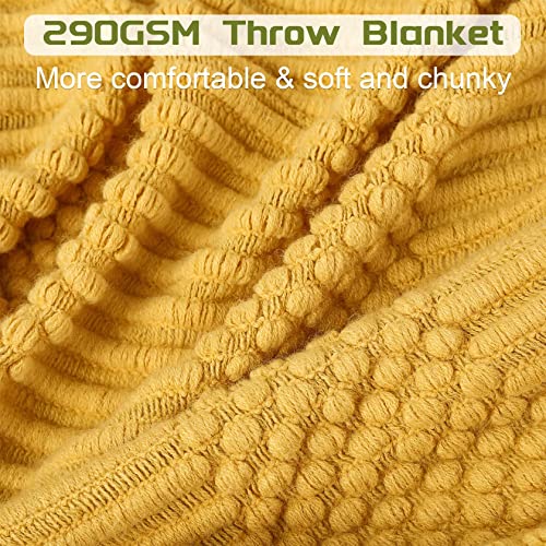 Blagic Soft Knitted Throw Blanket for Couch and Bed,Yellow,60"x80" - color: K-yellow, size: 60 × 80 in