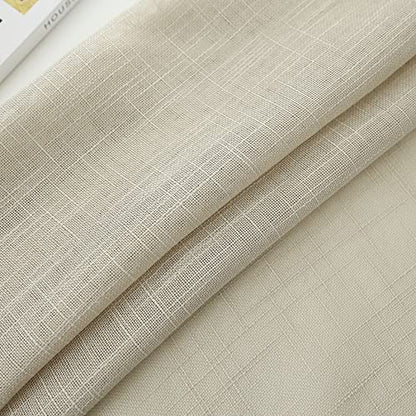 Demetex Beige Semi Sheer Curtains Kitchen Small Window Curtain Semi Sheer Panels for Bedroom, Set of 2, 54 x 45 Inch, Linen - color: Semi Linen, size: 54"W x 45"L (Pack of 2)