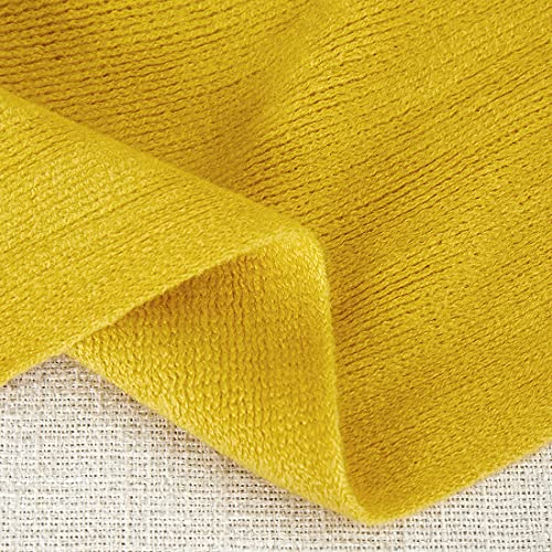 Homiest Mustard Yellow Knitted Throw Blanket with Fringe, 50x60 Inch - color: Mustard Yellow, size: 50" x 60"