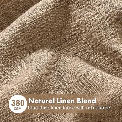 MIULEE Thick Linen Curtains, 42Wx90L, Brown Tan Semi Sheer Linen Textured - color: Brown, size: 42"W x 90"L (Pack of 2)