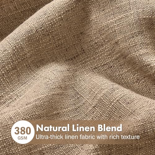 MIULEE Thick Linen Curtains, 42Wx96L, Brown Tan Semi Sheer Linen Textured - color: Brown, size: 42"W x 96"L (Pack of 2)
