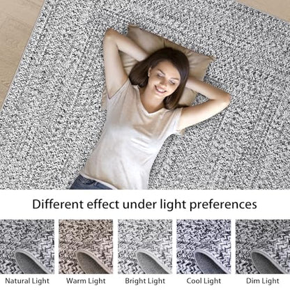 ROYHOME Washable Area Rug Print Braided Area Rugs for Entryway - color: Grey, size: 3' x 5' (Rectangular)