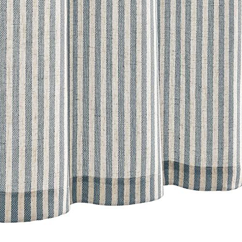 Vangao Blue Stripe Linen Tiers Curtains 36 Inch Farmhouse 2 Panels - color: Boxter Striped| Blue on Beige, size: 26"W x 36"L (Pack of 2)