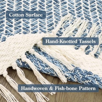 Lahome Boho Bathroom Rugs, 3x5 Washable Area Rug for Kitchen Bedroom Entry - color: Blue/Multi, size: 3' x 5' (Rectangular)