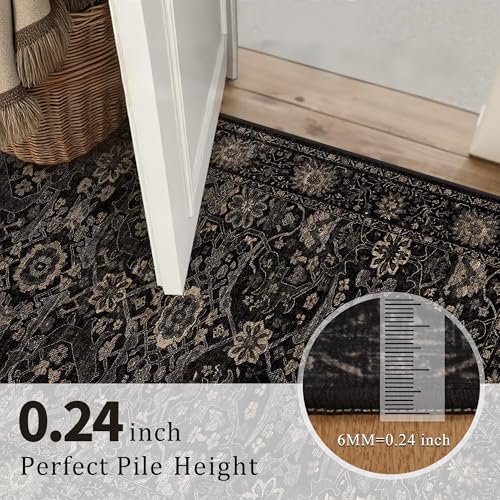Zeeinx 2x6 Washable Runner Rugs for Hallway Kitchen Runner Rug Black Gold - color: Black Gold, size: 2'*6'(Runner)