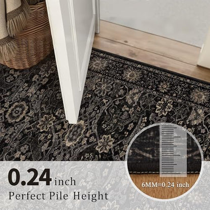 Zeeinx 2x6 Washable Runner Rugs for Hallway Kitchen Runner Rug Black Gold - color: Black Gold, size: 2'*6'(Runner)