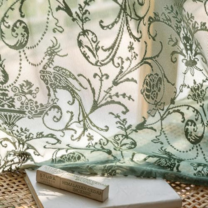 TUDECO Green Lace Sheer Curtains 72 Inch Length, Ruffle Edges, 2 Panels - color: Olive Green, size: 59"W x 72"L (Pack of 2)