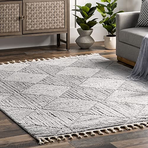 nuLOOM Kerry Light Grey Geometric Power Loomed Area Rug, 8' x 10' - color: Kerry Light Grey, size: 7'10" x 10' (Rectangular)