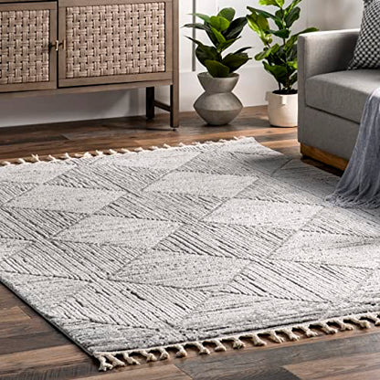 nuLOOM Kerry Light Grey Geometric Power Loomed Area Rug, 8' x 10' - color: Kerry Light Grey, size: 7'10" x 10' (Rectangular)