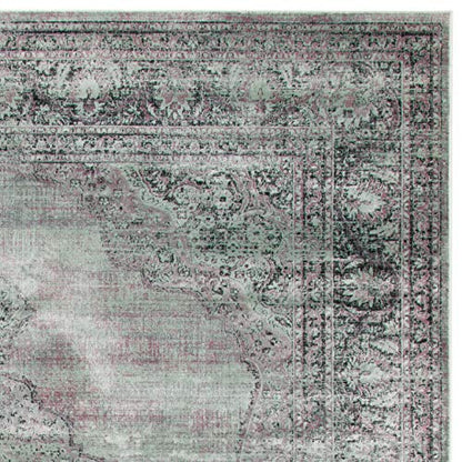 SAFAVIEH Vintage Collection Runner Rug - 2'2" x 6', Light Blue, Oriental Medallion Distressed Viscose Design, Ideal for High Traffic Areas in Living Room, Bedroom (VTG112-110)