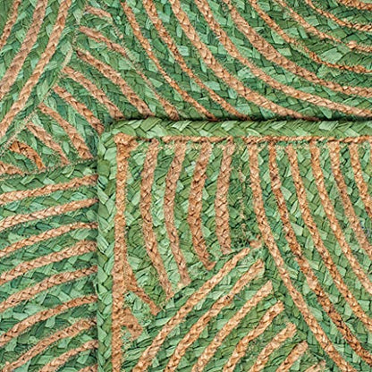SAFAVIEH Cape Cod Collection Area Rug - 4' Round, Green & Natural, Handmade Boho Braided Circles Jute & Cotton, Ideal for the Living Room, Bedroom, Dining Room (CAP203Y-4R) - color: Green/Natural, size: 4' (Round)