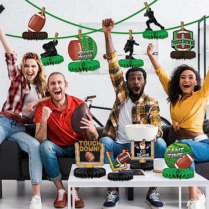 Gatherfun10PCS Football Party Decorations Football Table Centerpiece Football Honeycomb Centerpieces Table Toppers for Football Birthday Party Football Game - style: football