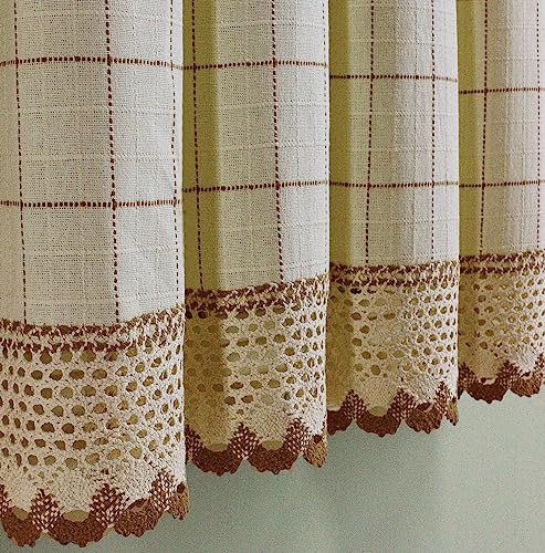 Today's Curtain Adirondack 2-Tone Crochet Tier 30", Ecru/Toast, 60W x 30L - color: Ecru/ Toast, size: 60"W x 30"L (Pack of 1)