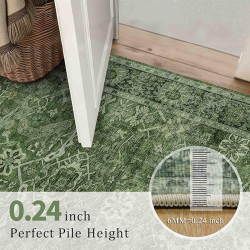 Zeeinx 2x8 Runner Rug Green Washable Runner Rugs for Hallway Kitchen - color: Green, size: 2'*8'(Runner)