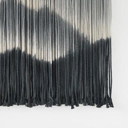 IOWER Macrame Wall Hanging Black Dip Dyed Boho Wall Art 27" W x 19" L - color: black