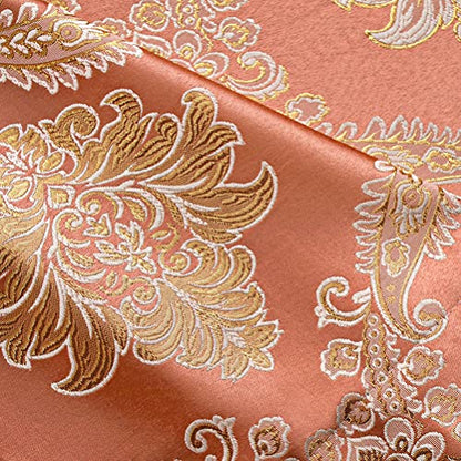 ELKCA Golden Damask Jacquard Swag Waterfall Valance Luxury Curtain Valance for Living Room Rod Pocket Valance (Damask-Coffee, W59 Inch,1 Panel) - color: Valance,damask-coffee, size: 59"W x 43"L (Pack of 1)