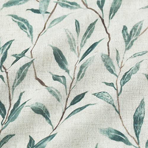 VOGOL Faux Linen Short Curtain, Blue Leaf Pattern Drapes, 42 x 45, 2 Panels - color: Blue, size: 42"W x 45"L (Pack of 2)