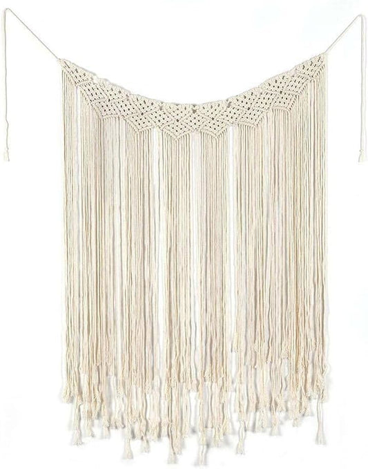 Macrame Wall Hanging Curtain Bohemian Style Room Décor, Special Events Wall Hanging Woven Tapestry Wall Art Boho Curtains with LED Fairy Lights (Tapestry + USB Strip Lights)