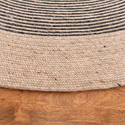 SAFAVIEH Braided Oval Rug 3x5, Wool Beige & Black BRD904B - color: Beige/Black, size: 3' x 5' (Oval)