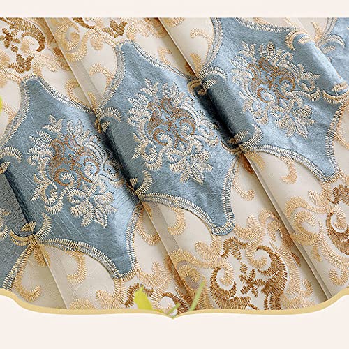 Amidoudou 1 Pair European Double Layer Curtains with Sheer Curtains for Living Room Bedroom Luxury Embroidered Blackout Curtains (Beige,52x90 Inch) - color: Beige, size: 52"W x 90"L (Pack of 2)