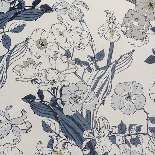 SUOUO Grey Blue Floral Blackout Curtains 84 Inches 2 Panels Grommet-Top - color: Grey-blue, size: 52"W x 84"L (Pack of 2)