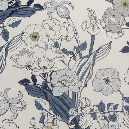 SUOUO Grey Blue Floral Blackout Curtains 84 Inches 2 Panels Grommet-Top - color: Grey-blue, size: 52"W x 84"L (Pack of 2)