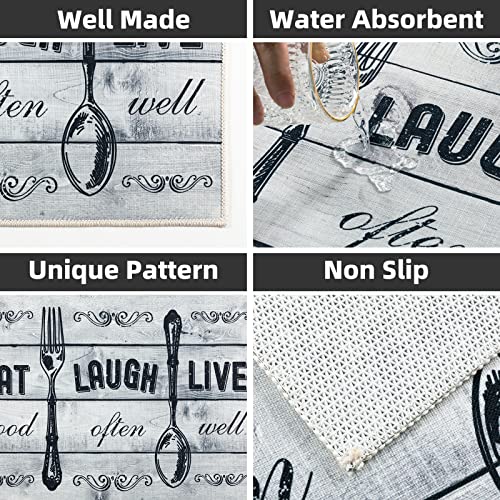 Carvapet 2 Piece Kitchen Mat Set Light Grey Farmhouse Washable Non Slip - color: Light Grey