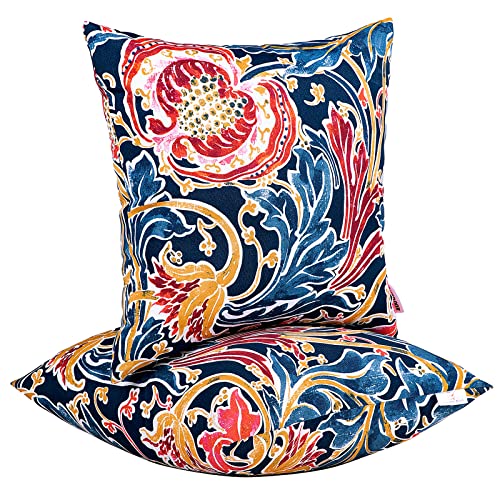 JMGBird Outdoor Lumbar Pillows Outdoor Accent Pillows for Outdoor Furniture - color: Blue Large Leaves