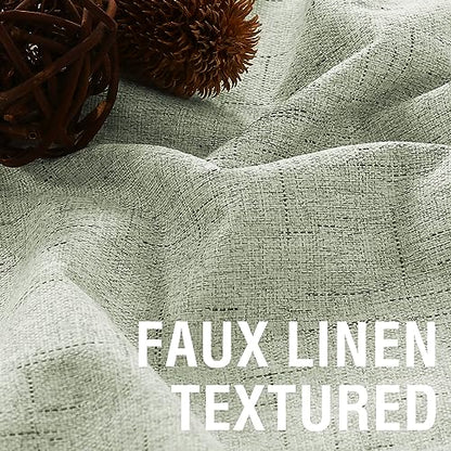 H.VERSAILTEX Faux Linen 100% Blackout Curtains for Bedroom 63 inches Long Thermal Insulated Textured Linen Look Curtain Back Tab/Rod Pocket/Hook Belt Draperies 2 Panels, 52 x 63 Inch，Sage - color: Sage, size: 52"W x 63"L (Pack of 2)