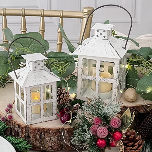 Kate Aspen Rustic Farmhouse Decor White Candle Holder Lantern Decorative (5 Inch), Wedding Decoration, Centerpiece Table Decorations, Home Decor, Shelf Decor, Fireplace Lantern - size: 5 inch White Decorative Lantern, style: One Lantern