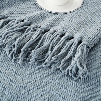 BATTILO HOME Blue Grey Throw Blanket for Couch, Knit Throw Blanket, 50"x60" - color: Bluish Grey, size: 50"x60"