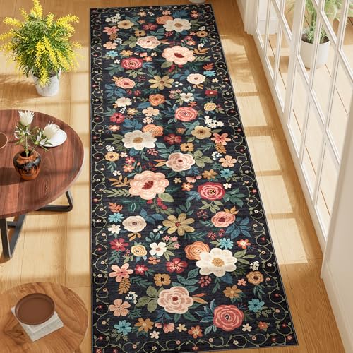 DUKINO 2x7 Runner Rug for Hallway, Washable Runner Rug Non Slip, Black - color: Black, size: 2' x 7' (Rectangular)