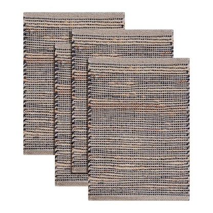 Cotton/Jute Placemats Set of 4-13x19 Inch - Natural Grey Charcoal - color: Natural - Grey Charcoal