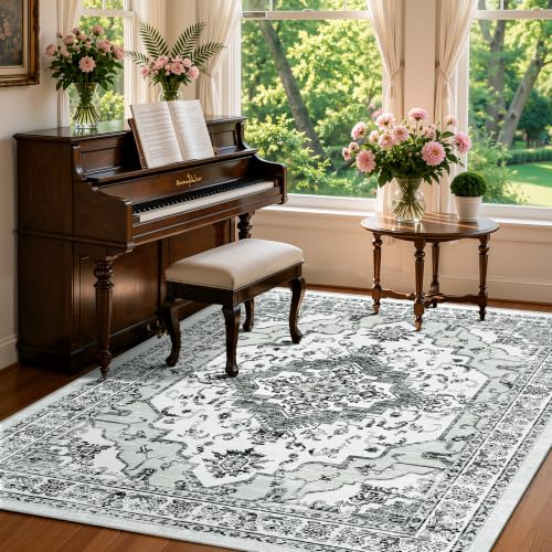 Arenarug 5x7 Washable Area Rug for Living Room, Light Grey - color: Light Grey, size: 5' x 7' (Rectangular)
