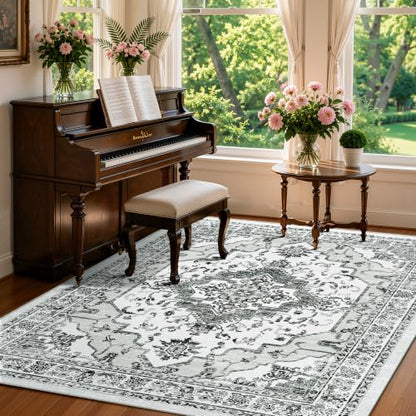 Arenarug 5x7 Washable Area Rug for Living Room, Light Grey - color: Light Grey, size: 5' x 7' (Rectangular)