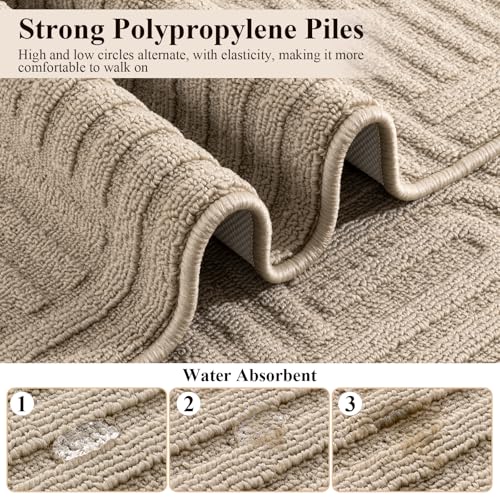 U'Artlines Kitchen Rugs and Mats Set of 3, Beige 20x32+20x48+20x59 - color: Beige