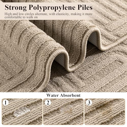 U'Artlines Kitchen Rugs and Mats Set of 3, Beige 20x32+20x48+20x59 - color: Beige