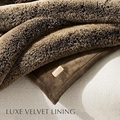 EverGrace Faux Chinchilla Fur Throw Blanket, 50"x60", Brown Sable - color: Brown Sable, size: 50"x60"