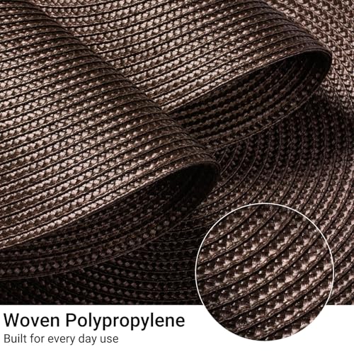 FunWheat Round Braided Placemats Set of 6 Table Mats for Dining Tables Woven Washable Non-Slip Place mats 15 inch (Brown, 6pcs) - color: Brown, size: Set of 6