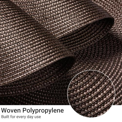 FunWheat Round Braided Placemats Set of 8 Place Mats for Dining Table Woven Washable Non-Slip Table Mats 15 Inch(Brown,8pcs) - color: Brown, size: Set of 8